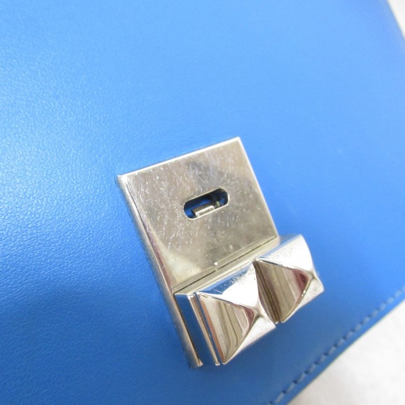 Prada Studded Shoulder Bag Saffiano Leather Blue - Picture 10 of 10